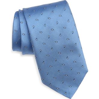 BOSS Neat Paisley Silk Tie in Light Pastel Blue at Nordstrom