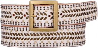 Amsterdam Heritage Ezra Studded Belt In Off White