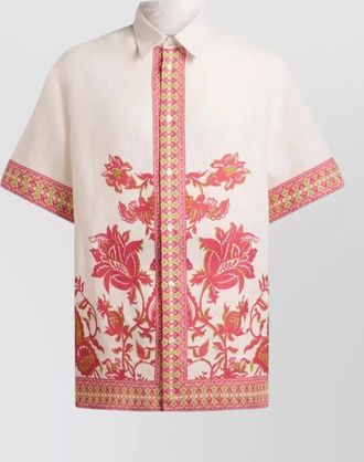 Etro linen oversized floral print short sleeve shirt