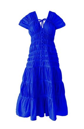 Brunna.Co The Srikandi Ruffle Maxi Dress in Royal Blue at Nordstrom, Size Medium P