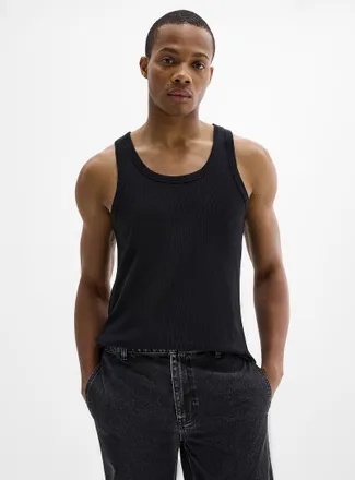 Le 31 Mens Minimalist ribbed Tank Top