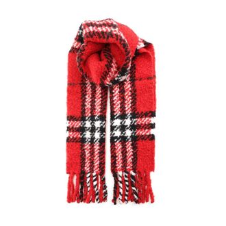 Burberry Check Alpaca Wool Blend Boucl&eacute; Scarf - unisex - Burberry - Winter Scarves - Red - ONE SIZE - Accessories