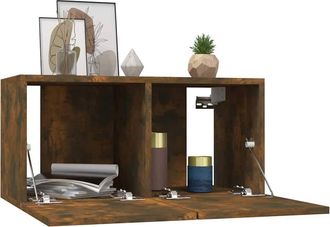 Berkfield Home Hanging TV Cabinets 3 pcs Smoked Oak 60x30x30 cm in Brown | Size: 60 x 30 x 30 cm