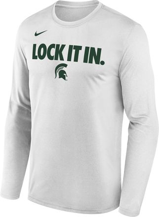 Nike Michigan State 2026 On-Court Bench Nike Mens Dri-FIT College Long-Sleeve T-Shirt in White | M22284P870MGST-WHT