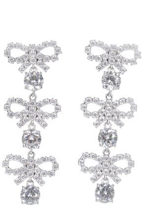 Self Portrait Micro Bow Crystal Tiered Earrings