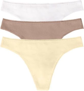 OnGossamer Cabana Cotton 3-Pack Thongs in Banana Cream/champagne/white at Nordstrom, Size X-Small/small