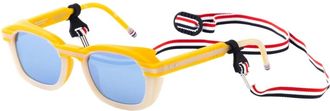 Thom Browne Injection Rechthoekige Zonnebril - unisex - Accessoires - Geel - Maat: 48 MM Leer