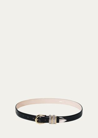 D&eacute;hanche Hollyhock Crystal-Embellished Mixed Metal Leather Belt