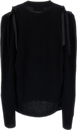 Simone Rocha Cashmere V-Neck Jumper with Satin Bow Accents