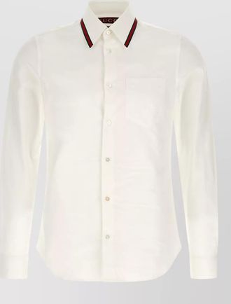 Gucci web stripe long sleeve shirt button collar