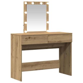 Berkfield Home Dressing Table with Mirror & LEDs Artisan Oak Engineered Wood in Brown