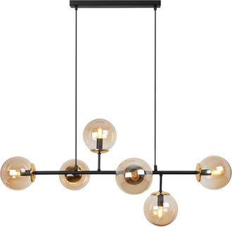 OEM L&aacute;mpara De Techo Siena Negra Y Dorada 6 Bombillas Miel E14 Brazos Largos