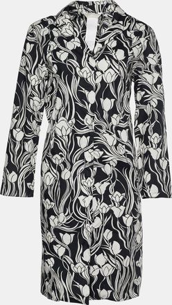 Max Mara Smax Mara Monochrome Floral Print Cotton Shirt Dress