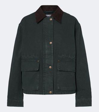 Acne Studios Suede-trimmed cotton canvas jacket