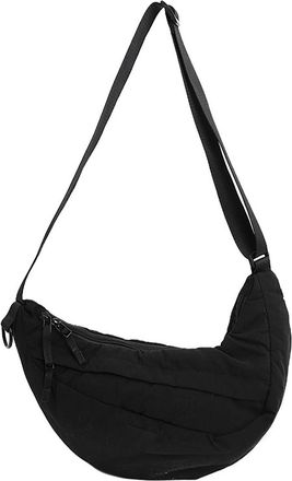 Generic Nylon Crescent Crossbody Bags for women, Dumpling Shoulder Bag Purse Bag for Outdoor Travel, Lightweight Moon Bag (black)
