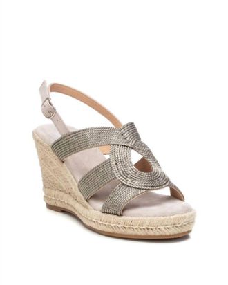 Xti Womens Jute Wedge Sandals In Silver