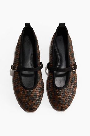 H&M Straw Mary Janes in Dark Brown/leopard Print at Nordstrom, Size 11
