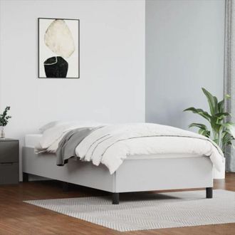 vidaXL Bed Frame without Mattress White 90x190 cm Single Single Faux Leather vidaXL