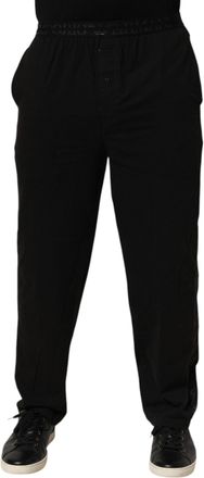 Emporio Armani Black Cotton Blend Logo Waistband Trouser Mens Pants (Pre-Owned)