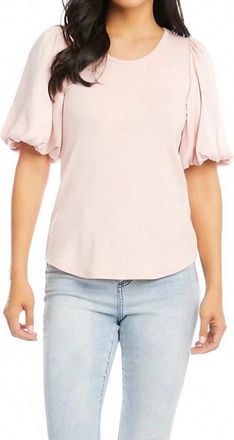 Karen Kane Peyton Satin Contrast Short Sleeve Top In Pale Pink