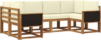 vidaXL Conjunto De Sof&aacute;s De Exterior 6 Uds. Natural Y Crema Vidaxl