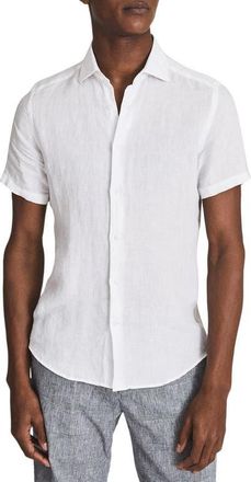 Reiss Caprice Leaf Appliqu&eacute; Snap-Up Western Shirt in White at Nordstrom, Size Small