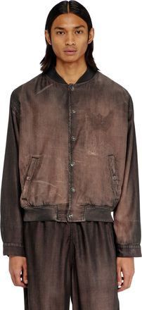Diesel Bomber jacket in fluid coated denim - Denim Jackets - Man - Brown