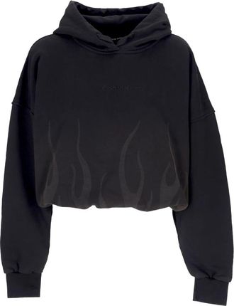 Vision Of Super Flames Cropped Hoodie Zwart - Dames - Hoodies - Zwart - M - Katoen - Hoodies & sweatvesten