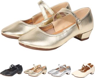 Generic Dance Shoes Womens Soft Leather Shoes Womens Summer Flat Non-Slip Casual Shoes Buckle Strap Low Heel Womens Shoes Comfortable Casual Shoes Dance Shoes