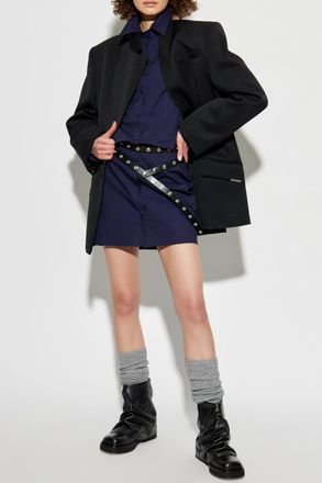 The Attico Draped Dress, Womens, Navy Blue