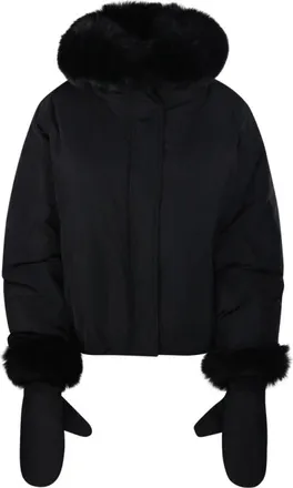 Yves Salomon Dames, Jassen, Zwart, Maat: XS Leer