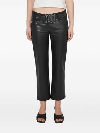 Misbhv logo-buckle trousers - women - Polyurethane/Polyester - S - Black
