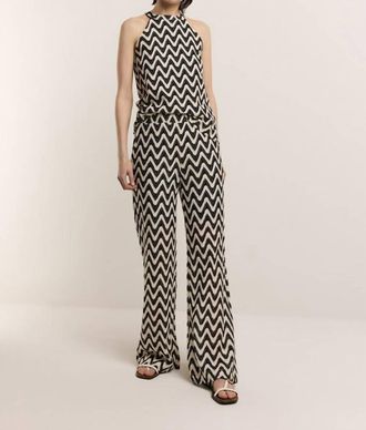 Summum Zig Zag Crochet Pant In Black/ivory