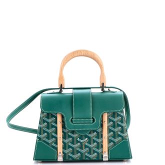 Goyard Structured Saigon Top Handle Bag Coated Canvas with Leather Mini