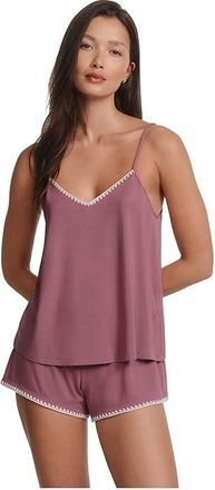 Eberjey Frida - The Whip Stitch Cami and Shorts Set Womens Pajama Sets Fig/Ivory : XL, Modal/Spandex/Tencel