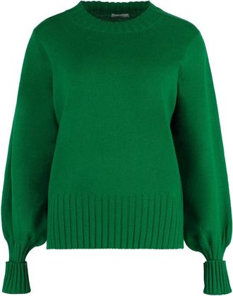 Malo Luxe Cashmere Sweater Ribbed Knit - Dames - Cashmere truien - Groen - M - Kasjmier - Truien & Vesten