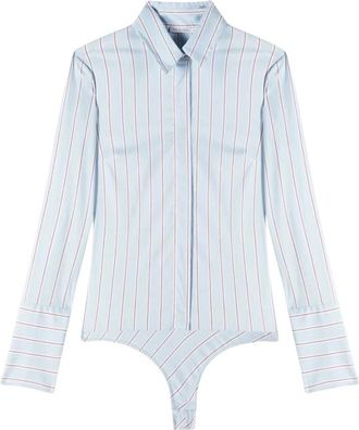 Patrizia Pepe Gestreept Body Shirt met Lange Mouwen - Dames - Bodies - Blauw - S - Katoen - Tops
