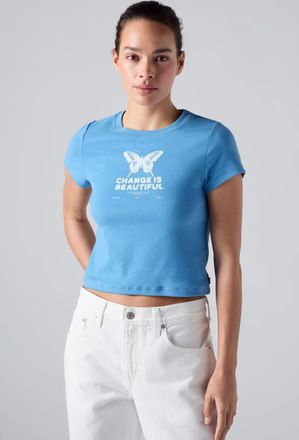 Levi's Graphic Essential Baby Tee - Donna - XS - Blu / Change Is Beautiful Parisian Blue