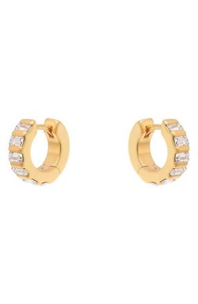 Reiss Liza Linear Crystal Huggie Hoop Earrings in Gold Tone /Clear Crystal at Nordstrom