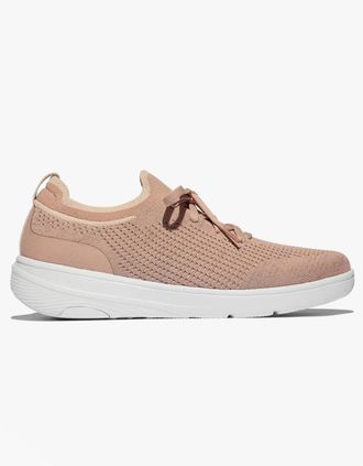 FitFlop Womens FitFlop SUPER-Q KNIT Womens Trainers Beige Buff/Rose Gold - Pink - Size: 4