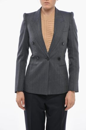 Stella McCartney Blazer Doppiopetto CALLIE Motivo Herringbone con Rever a Lancia Stella McCartney