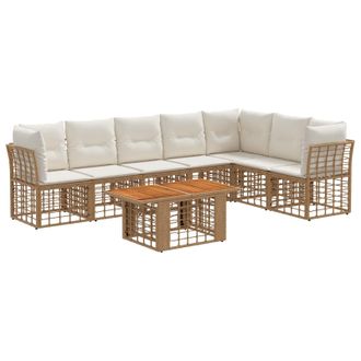 vidaXL Conjunto De Sof&aacute;s De Jard&iacute;n 8 Uds. Natural Y Crema Vidaxl