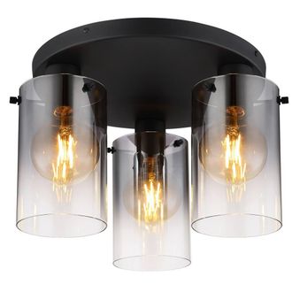 Netlighting Florentina Shade Cluster Ceiling Light Black Smoke Glass Shade 3x E27
