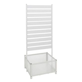 Hhg Jardinera De Aluminio Con Enrejado Hhg-571, Macetero Con Espaldero, 110 X 60 X 75 Cm, Blanco