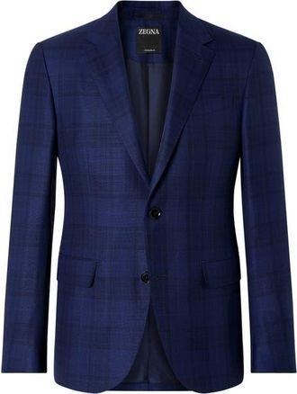 Ermenegildo Zegna Natural Plaid Wool Sport Coat in Blue And Dark Blue at Nordstrom, Size 48 Us