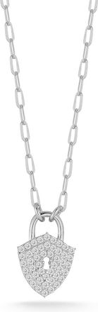 Glaze Jewelry Sterling Silver Pave Shield Padlock Necklace