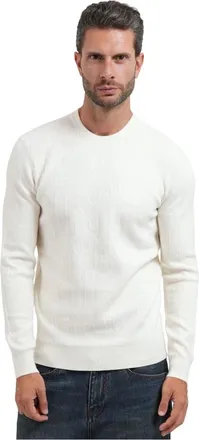 Guess Nestor CN Allover LO Sweater - Knitwear - Hombre - Blanco - 2XL