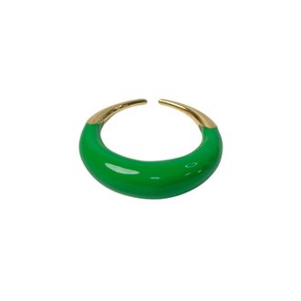 Bottega Veneta Gold Green Silver 925 Band Ring (Pre-Owned)