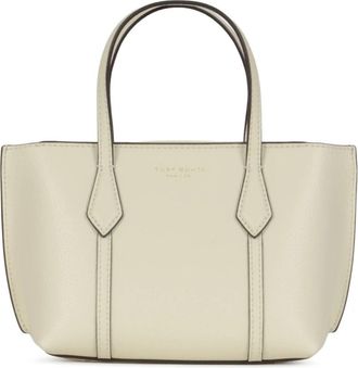 Tory Burch Mini Perry Tote - Dames - Shoppers - Wit - ONE Size - Katoen - Tassen
