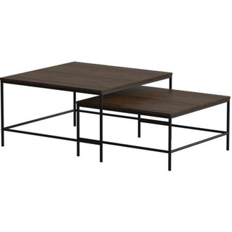 Vicco Conjunto De Mesas De Centro Ramio, Roble R&uacute;stico, 80 X 80 Cm 2 Partes, Vicco